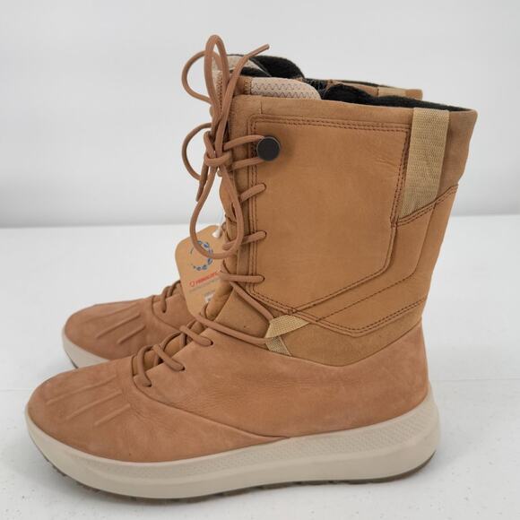NWT Ecco Women's Tan Solice Leather Cashmere Insulated High Boots Size 39 - Picture 4 of 11